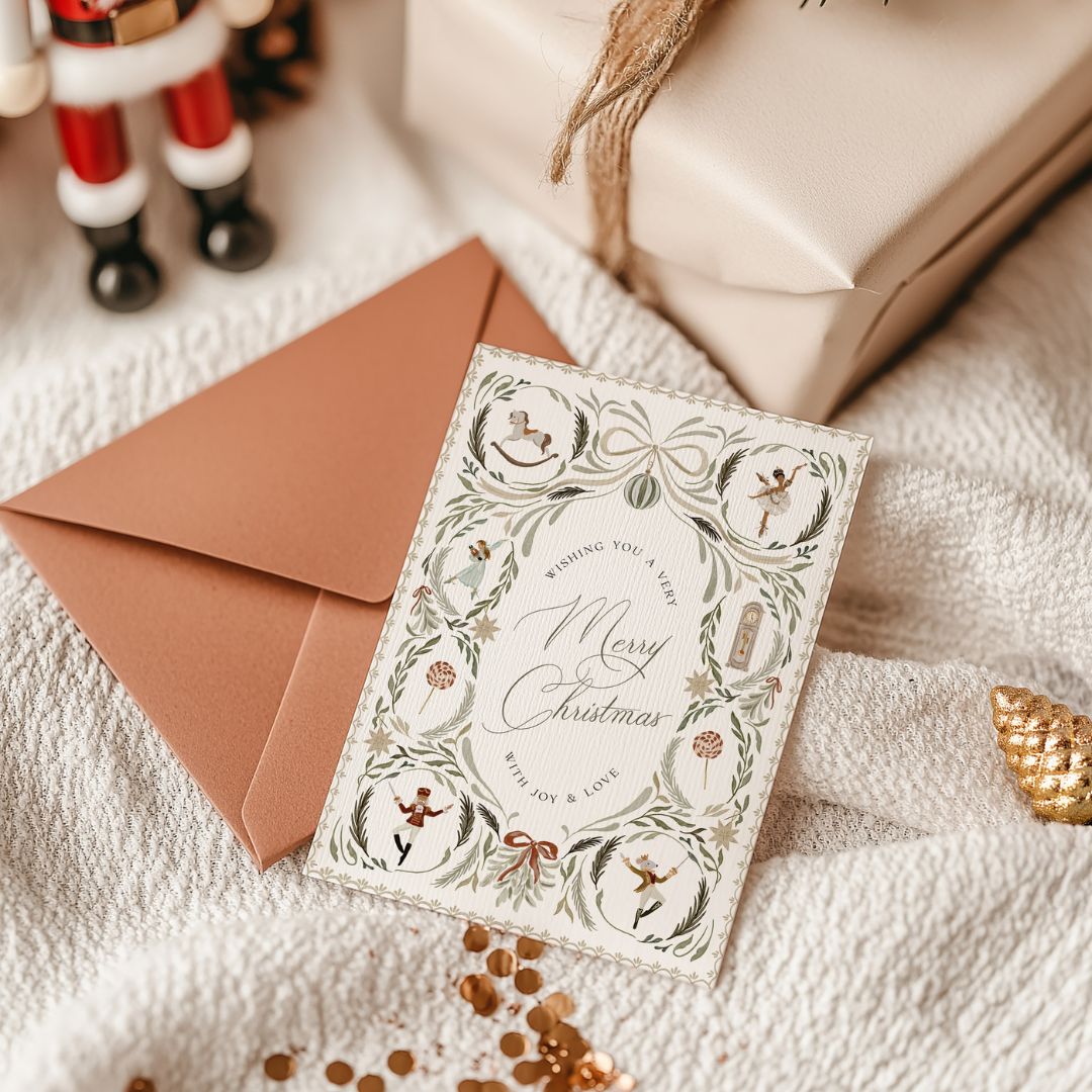 Nutcracker Printable Christmas Cards – Set of 5 Beautifully Illustrated Designs