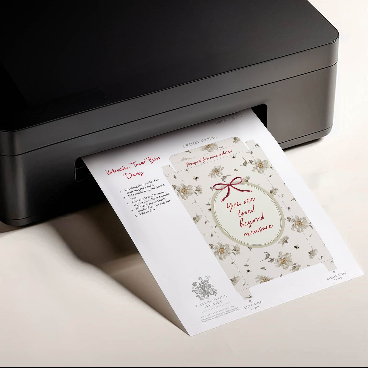 Daisy Valentine's Printable Treat Box (Smaller Size)