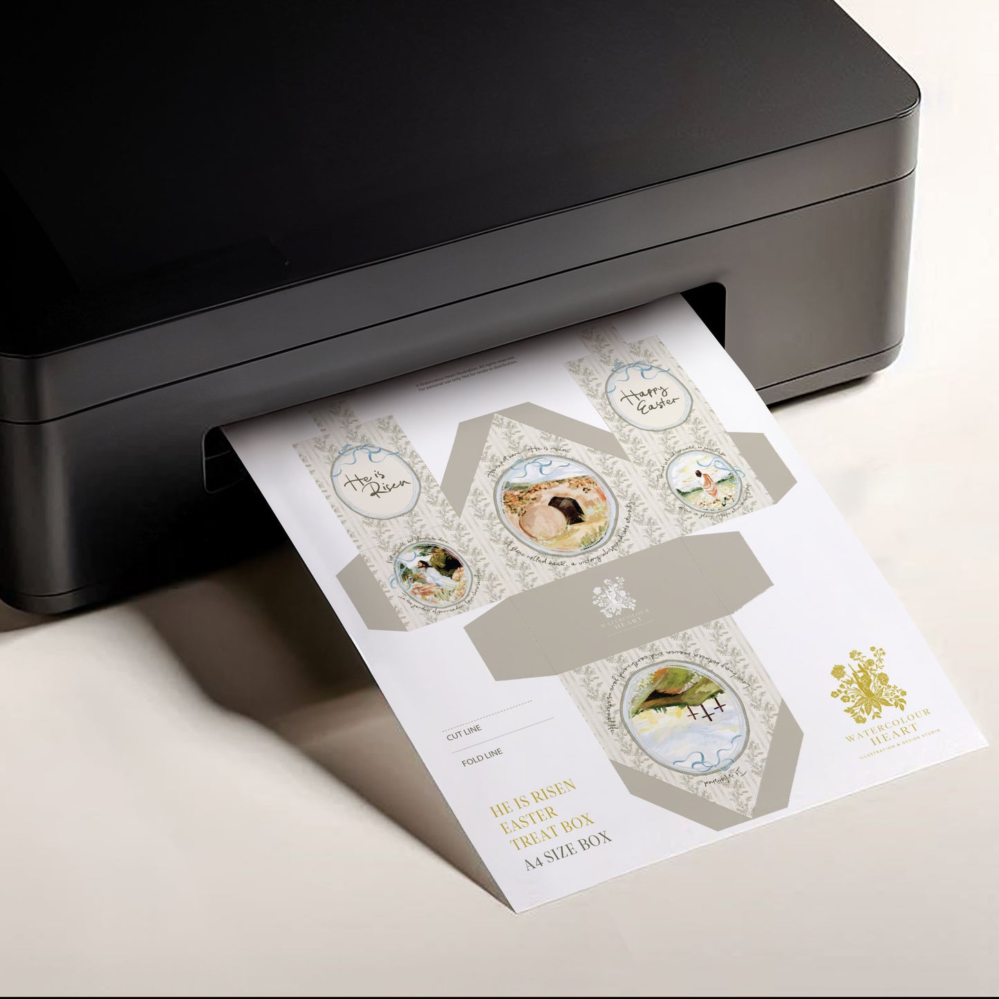 Easter "He is Risen" Printable Treat Box Template