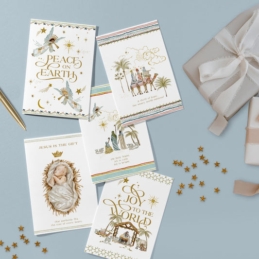 Nativity Printable Christmas Cards – Set of 5 Beautifully Illustrated Designs