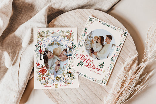 Printable 12 Days of Christmas Photo Holiday Cards - Set of 2 Designs