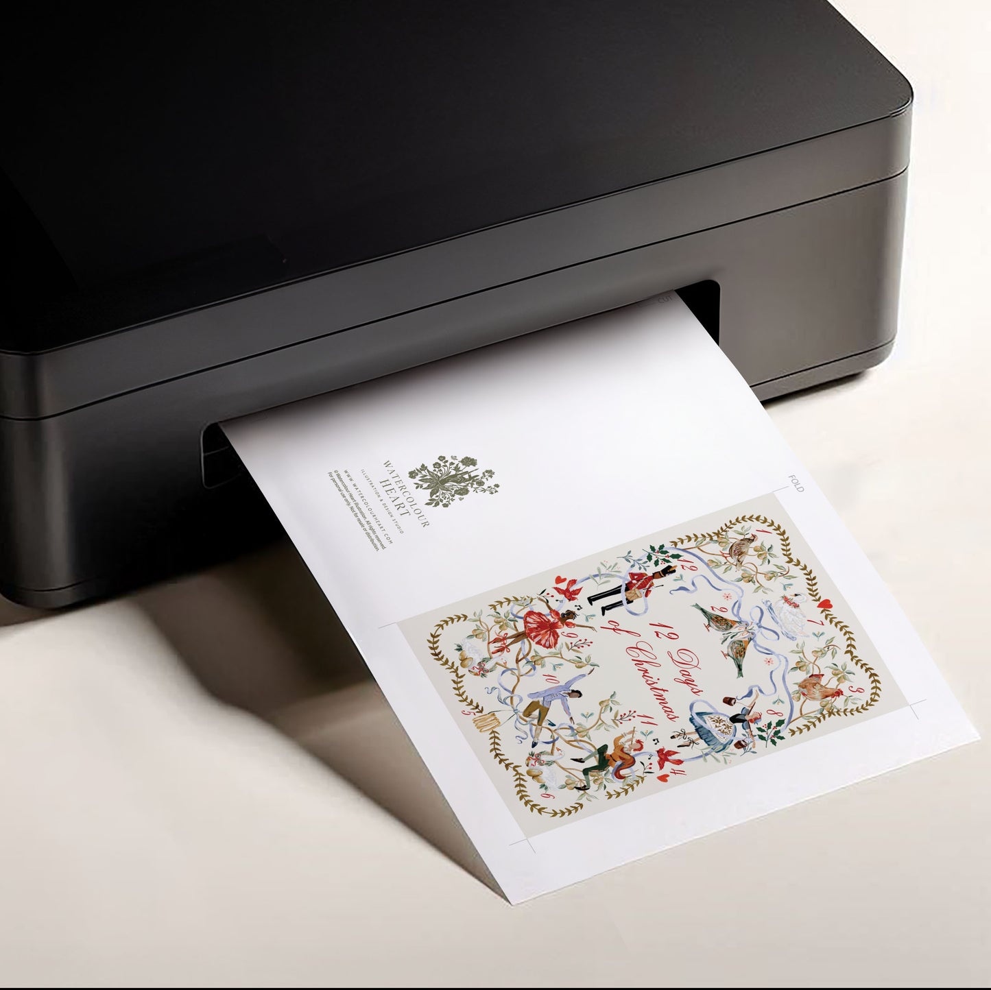 12 Days of Christmas Printable Cards – Set of 5 Beautifully Illustrated Designs