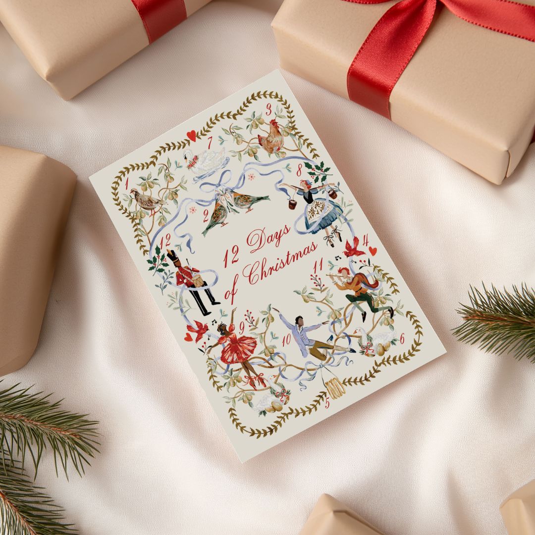 12 Days of Christmas Printable Cards – Set of 5 Beautifully Illustrated Designs