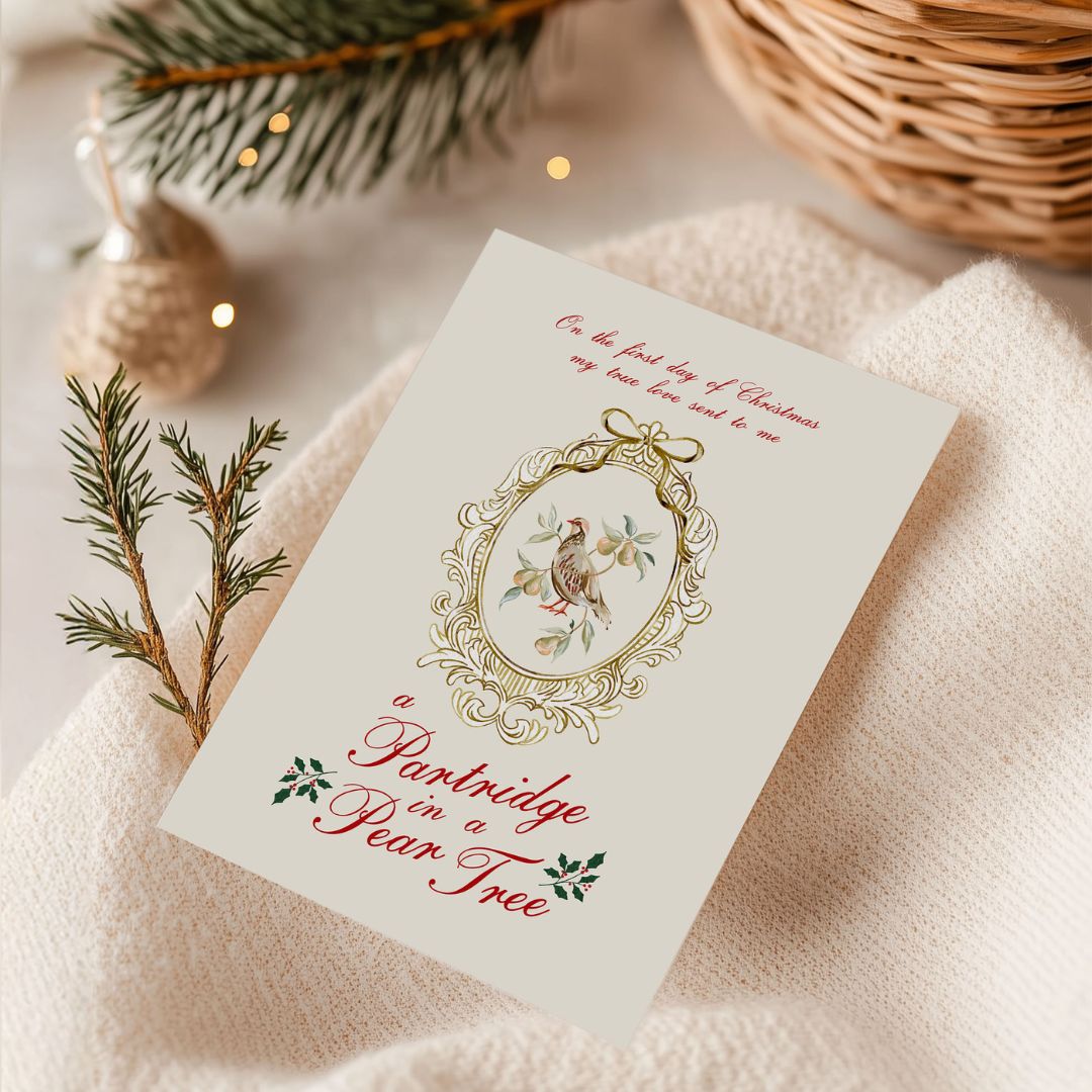 12 Days of Christmas Printable Cards – Set of 5 Beautifully Illustrated Designs