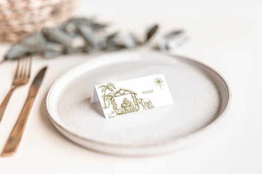 Personalised Printable Nativity Tented Name Cards