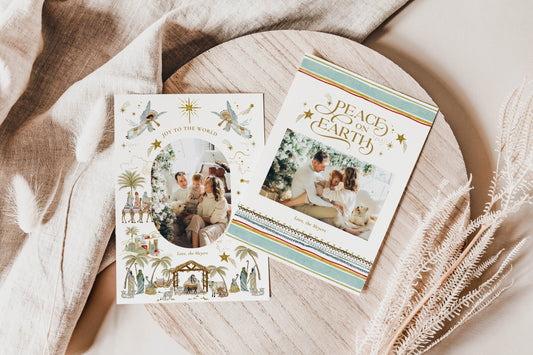 Printable Nativity Christmas Photo Holiday Cards - Set of 2 Designs