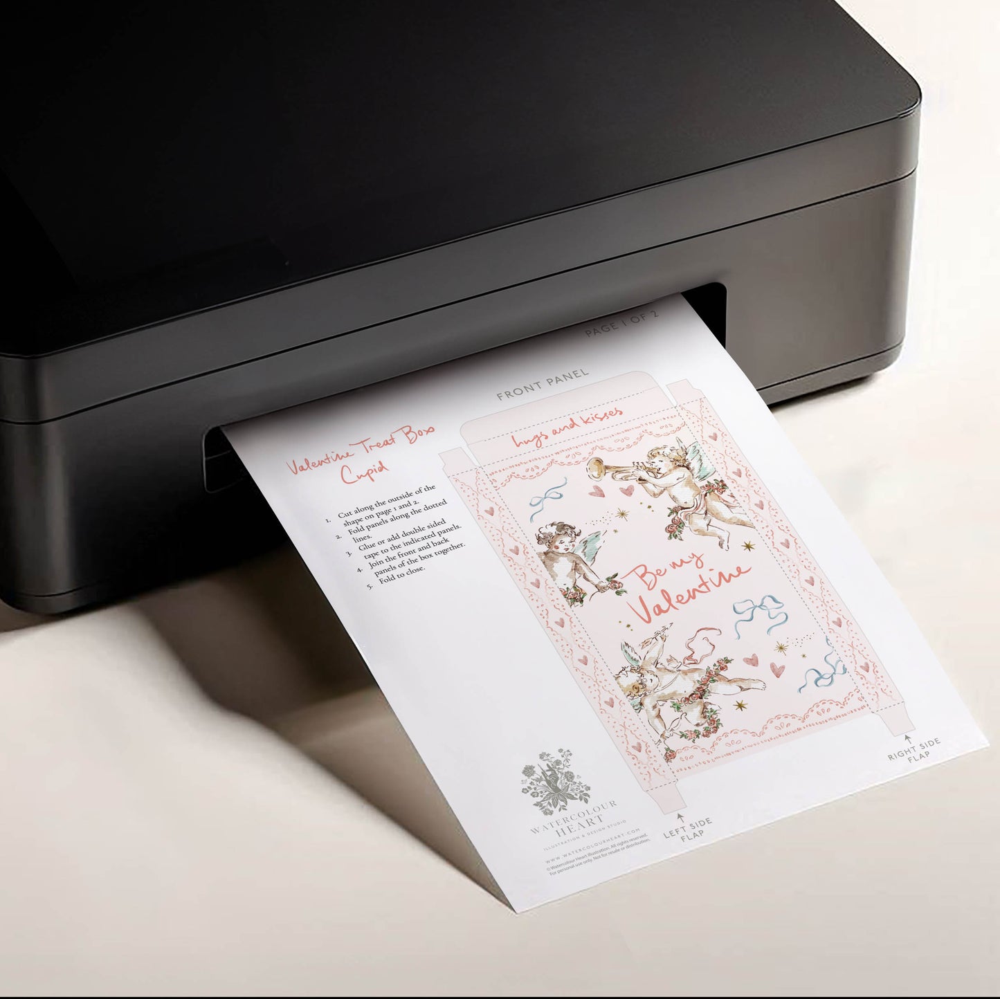 Cupid Valentine's Printable Treat Box (Smaller Size)